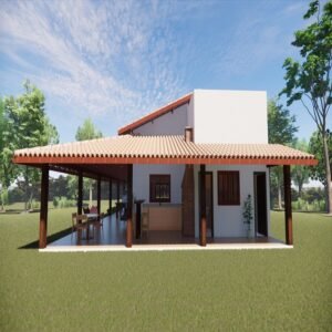 Casa com 3 quartos e varanda com área para churrasco